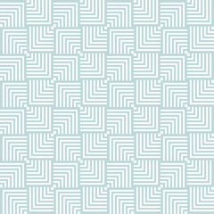 Abstract geometric vector seamless pattern. White lines on Blue pastel background. Crossing squares. Seamless overlap pattern. Vector illustration. Simple design for fabric, wallpaper, textile