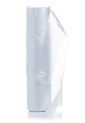 Roll of disposable bags on white background isolation