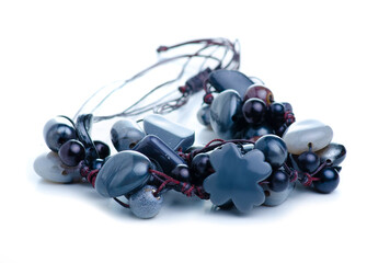 Beads with stones on white background isolation