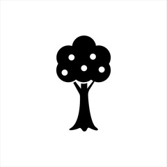 Apple tree glyph icon. Solid vector black icon. Logo illustration. Symbol of a garden or farm.