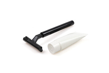 Black razor  isolated on white background