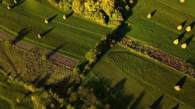 Rural landscape filmed from the air (Breb, Maramures, Romania)