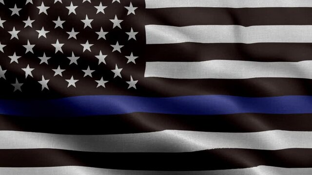 An American flag symbolic of support for law enforcement,usa flag waving animation vdo.