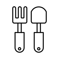 rake and shovel line style icon design, agronomy lifestyle agriculture harvest rural farming and country theme Vector illustration
