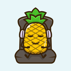 Pineapple traveling cute mascot design