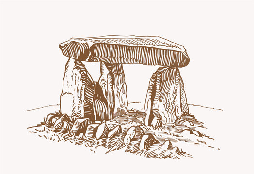 Graphical vintage dolmen ,vector illustration, architecture