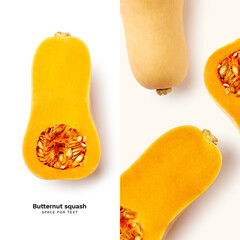 Butternut squash isolated on white background