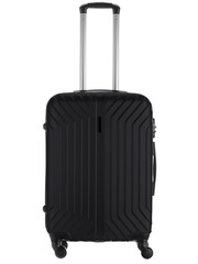 black plastic suitcase on wheels