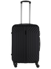 black plastic suitcase on wheels