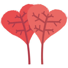 Love trees. An illustration of two trees with heart shape.