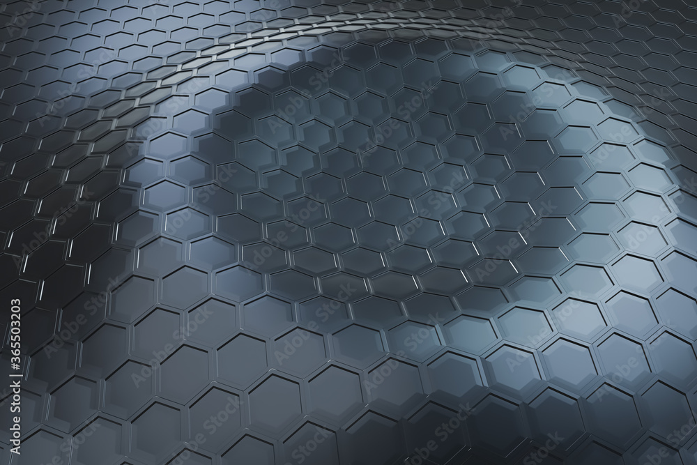 Poster futuristic technology wave hexagon pattern modern background 3d rendering