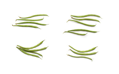 Green Beans, String/French Beans, Snaps - from Italy, Close Up, Bunch - Isolated on White Background