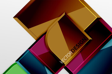 Glossy glass squares with round elements geometric composition. Abstract geometric background with 3d effect composition For Wallpaper, Banner, Background, Card, Book Illustration, landing page