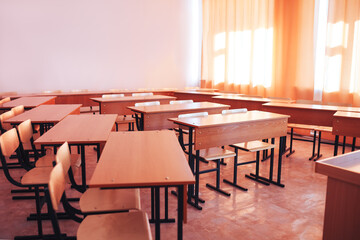 Empty school class during school holidays, back to school, children education