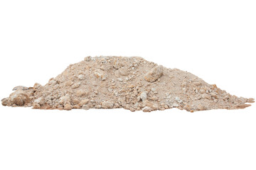 Pile of lateritic soil for construction site isolated on white background included clipping path.