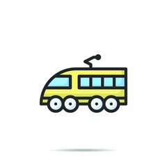 Train  icon line logo vector illustration 