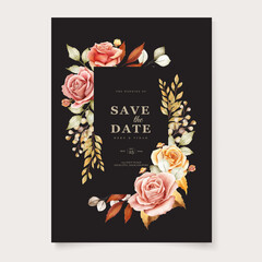 autumn floral wedding invitation card template