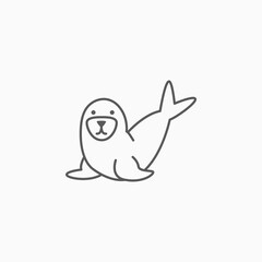 sea lion icon, seal vector, animal illustration