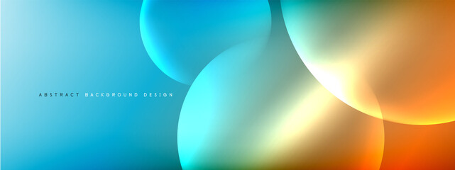 Obraz premium Vector abstract background liquid bubble circles on fluid gradient with shadows and light effects. Shiny design templates for text