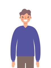 Avatar man cartoon smiling design, Boy male person people human social media and portrait theme Vector illustration