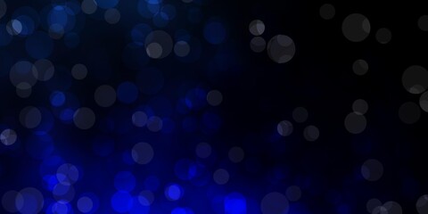 Dark BLUE vector background with bubbles. Abstract illustration with colorful spots in nature style. Pattern for booklets, leaflets.