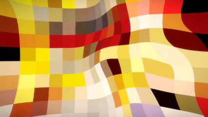 A distorted, warped, catchy illustration of colorful blocks in a pseudo-3d environment.
