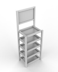Blank product display self stand mock up, 3d render illustration.
