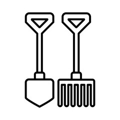 rake and shovel line style icon design, agronomy lifestyle agriculture harvest rural farming and country theme Vector illustration
