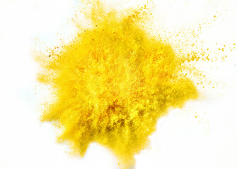 Explosion of dry yellow paint