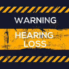 Warning sign (hearing loss), vector illustration.	