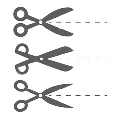 Scissors icon set vector isolated on white background. Flat scissors icons for web site, app, label, logo and design template. Creative art concept, vector illustration