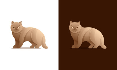 cat logo template in brown color