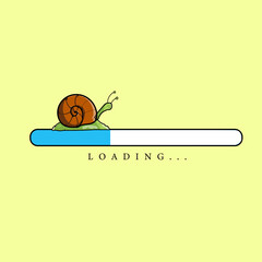 Vector illustration loading bar with doodle snail