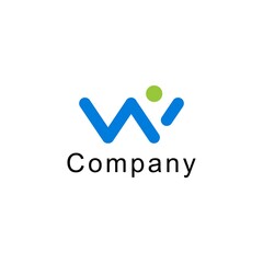 initial W logo and human success vector illustration