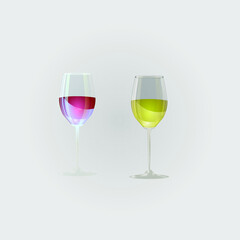 
glass goblets with wine