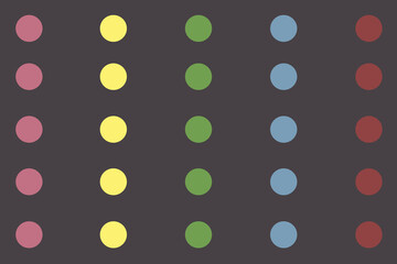 Colorful dots on black background.
