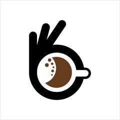 Icon design logo okay cup coffee vector template.