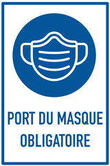Port du masque obligatoire bleu