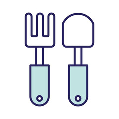 rake and shovel line and fill style icon design, agronomy lifestyle agriculture harvest rural farming and country theme Vector illustration