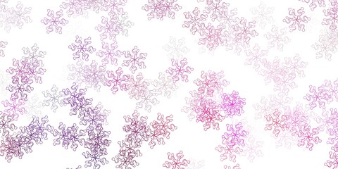 Light purple, pink vector doodle pattern with flowers.