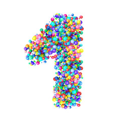 Numbers from Group of Multicolor Balls. Number 1