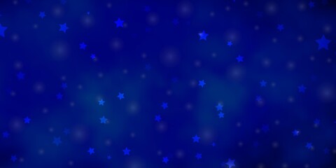 Dark BLUE vector background with small and big stars. Colorful illustration with abstract gradient stars. Design for your business promotion.
