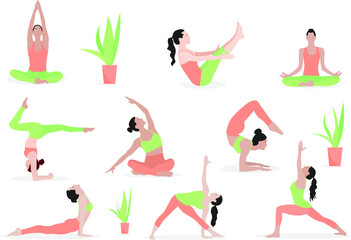 Fototapeta na wymiar yoga poses set