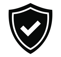 Shield check mark icon. Symbol for computer and mobile security