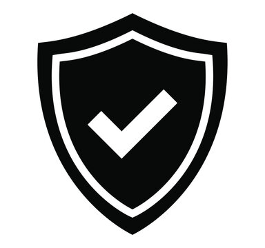Shield check mark icon. Symbol for computer and mobile security