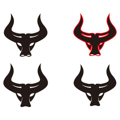 Bull head set, logo concept vector illustration