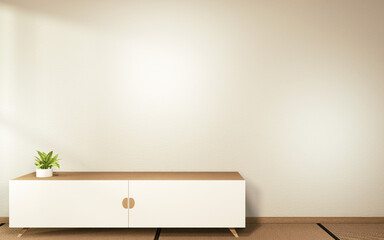 cabinet in japanese living room on white wall background,3d rendering