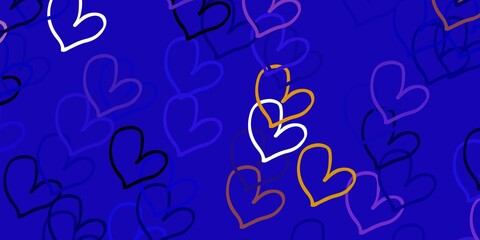 Light Blue, Red vector template with doodle hearts.