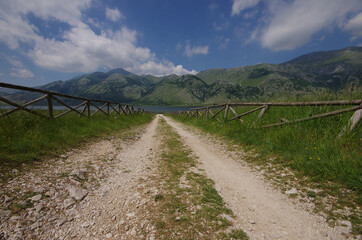 A road that leads to Lake Matese, in the background the mountains that separate Campania from Molise.