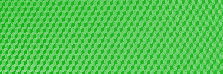Panoramic image. 3d green cube structure. Green background